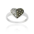 Sterling Silver 1/8ct TDW Champagne Diamond Heart Ring