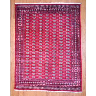 Low Price Pakistani Hand-knotted Red/ Ivory Bokhara Wool Rug (9' x 12')