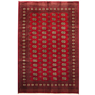 Pakistani Hand-knotted Bokhara Red/ Ivory Wool Rug (6' x 9')