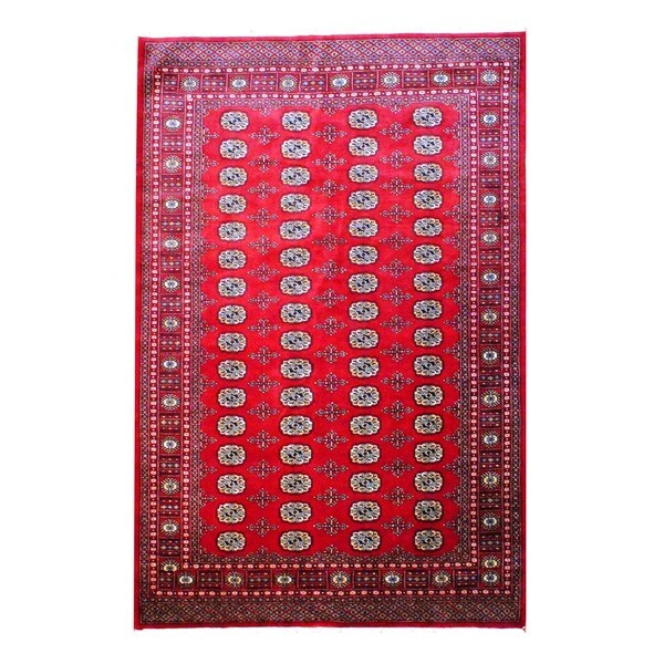 Herat Oriental Pakistan Handknotted Bokhara Red/ Ivory Wool Rug (6' x