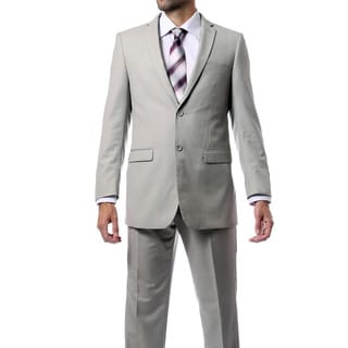 Ferrecci Men's Two-button Solid Navy Blue Suit