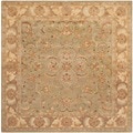 Handmade Heritage Kermansha Green/ Gold Wool Rug (8' Square)