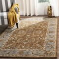 Handmade Heritage Shahi Brown/ Blue Wool Rug (6' Square)