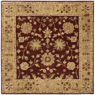 Handmade Heritage Kashan Burgundy/ Beige Wool Rug (6' Square)