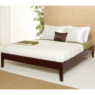 (>_<)  Tapered-Leg Full-Size Mahogany Platform Bed