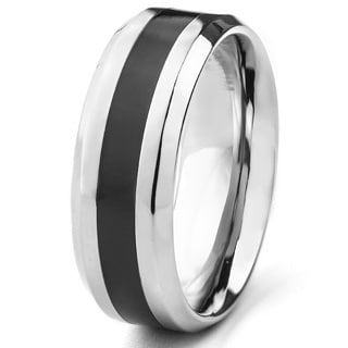 Oliveti Men's Black Plated Titanium Beveled Edge Comfort Fit Band Ring ... Oliveti Men's Black Plated Titanium Beveled Edge Comfort Fit Band Ring ...