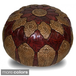 --->  Genuine Leather Mosaic Ottoman (Morocco)