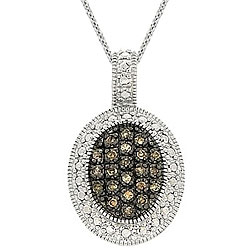 DB Designs Sterling Silver 1 1/10ct TDW Brown Diamond Oval Necklace