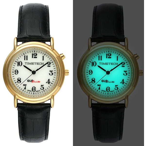 Timetech Men's Glo-Brite Dial Goldtone Round Watch