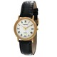 Timetech Men's Goldtone Black Leather Strap Watch