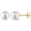 Miadora 14k Yellow Gold White Cultured Freshwater Pearl Stud Earrings (7-7.5 mm)