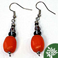 Handcrafted Orange Resin Bead Earrings (Kenya)
