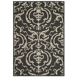 [1] Safavieh Indoor/ Outdoor Bimini Black/ Sand Rug (4' x 5'7)