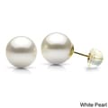 DaVonna 14k Gold Round Akoya Pearl Stud Earrings (8.5-9 mm)