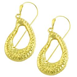 14k Yellow Gold Diamond-cut Pear-shaped Dangle Earrings