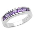 Sterling Silver Channel-set Square-cut Amethyst Ring