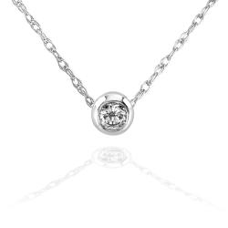 14k White Gold 1/10ct TDW Diamond Solitaire Necklace (H-I, I1-I2)
