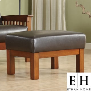 ETHAN HOME Hills Bi-cast Faux Leather Ottoman