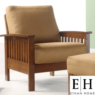 ETHAN HOME Hills Mission-Style Oak and Rust Microfiber Accent Chair
