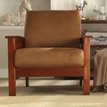ETHAN HOME Hills Mission-Style Oak and Rust Microfiber Accent Chair
