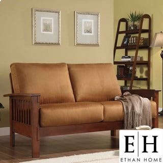 ETHAN HOME Hills Mission-Style Oak and Rust Loveseat
