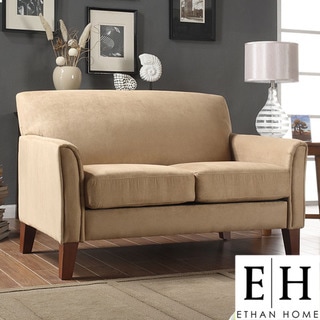 ETHAN HOME Uptown Peat Microfiber Suede Modern Loveseat
