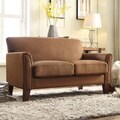 ETHAN HOME Uptown Mocha Microfiber Suede Modern Loveseat