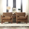 TRIBECCA HOME Uptown Mocha Microfiber Modern Arm Accent chair