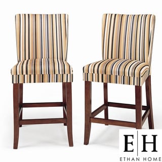 ETHAN HOME Parson Striped Upholstered Pub Stool (Set of 2)