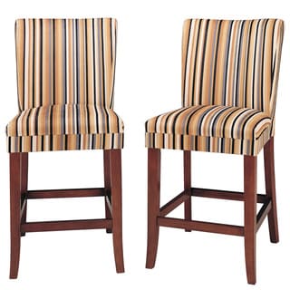 Parson Striped Upholstered Pub Stools (Set of 2)