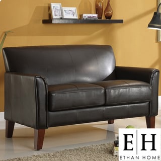 ETHAN HOME Uptown Collection Dark Brown Vinyl Loveseat