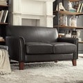 ETHAN HOME Uptown Dark Brown Faux Leather Modern Loveseat