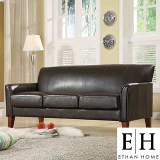 ETHAN HOME Uptown Dark Brown Faux Leather Modern Sofa