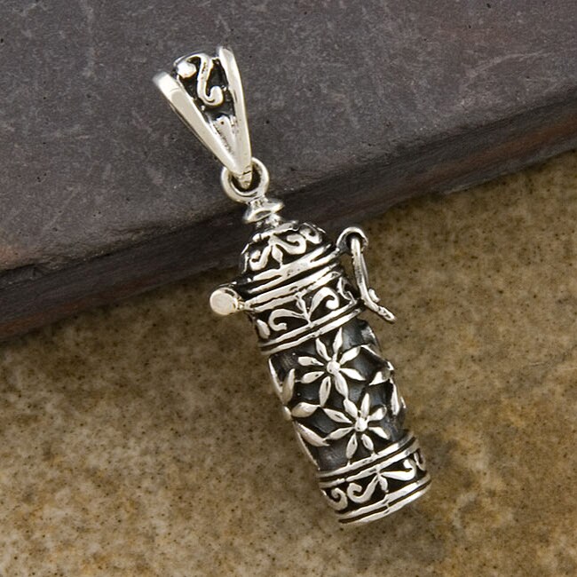 Sterling Silver 'Prayer Box' Long Pendant (Thailand) Overstock