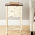 Monica Two-drawer Antique White and Dark Brown Beech Side Table