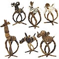 Set of 6 Banana Fiber Animal Napkin Rings (Kenya)