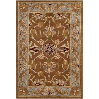 Handmade Heritage Shahi Brown/ Blue Wool Rug (2' x 3')