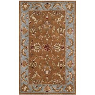 Handmade Heritage Shahi Brown/ Blue Wool Rug (3' x 5')