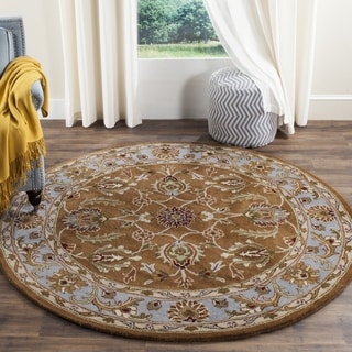 Handmade Heritage Shahi Brown/ Blue Wool Rug (3'6 Round)