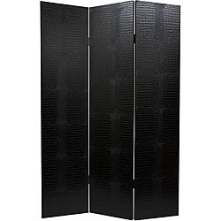 Hot Deal Wood and Faux Leather Black Crocodile Room Divider (China)