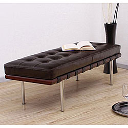 See Reviews Andalucia Leather/ Walnut Wood 50" Bench