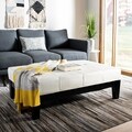 Safavieh Off-white Beech Wood and Bicast Leather Cocktail Ottoman