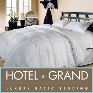 Hotel Grand Oversized 500 Thread Count Damask Stripe White Down Comforter