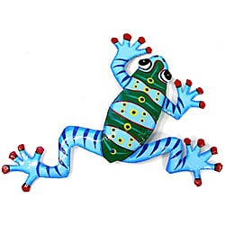Cheap Recycled Oil Drum Blue Frog Wall Art (Haiti)