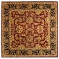 Handmade Heritage Kashan Burgundy/ Black Wool Rug (8' Square)