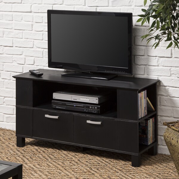 Contemporary Black Wood 44-Inch TV Stand