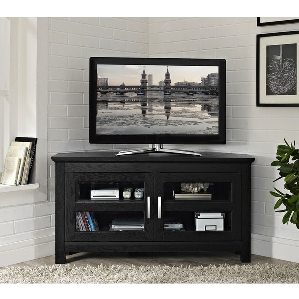 Black Wood 44-inch Corner TV Stand