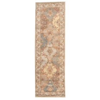 Herat Oriental Indo Hand-tufted Tabriz Beige Wool Runner (2'6 x 8')