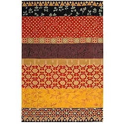 Find Cheap Price Handmade Rodeo Drive Collage Rust/ Gold N.Z. Wool Rug (9'6 x 13'6)