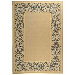 Buy Online Safavieh Indoor/ Outdoor Ocean Natural/ Blue Rug (5'3 x 7'7)